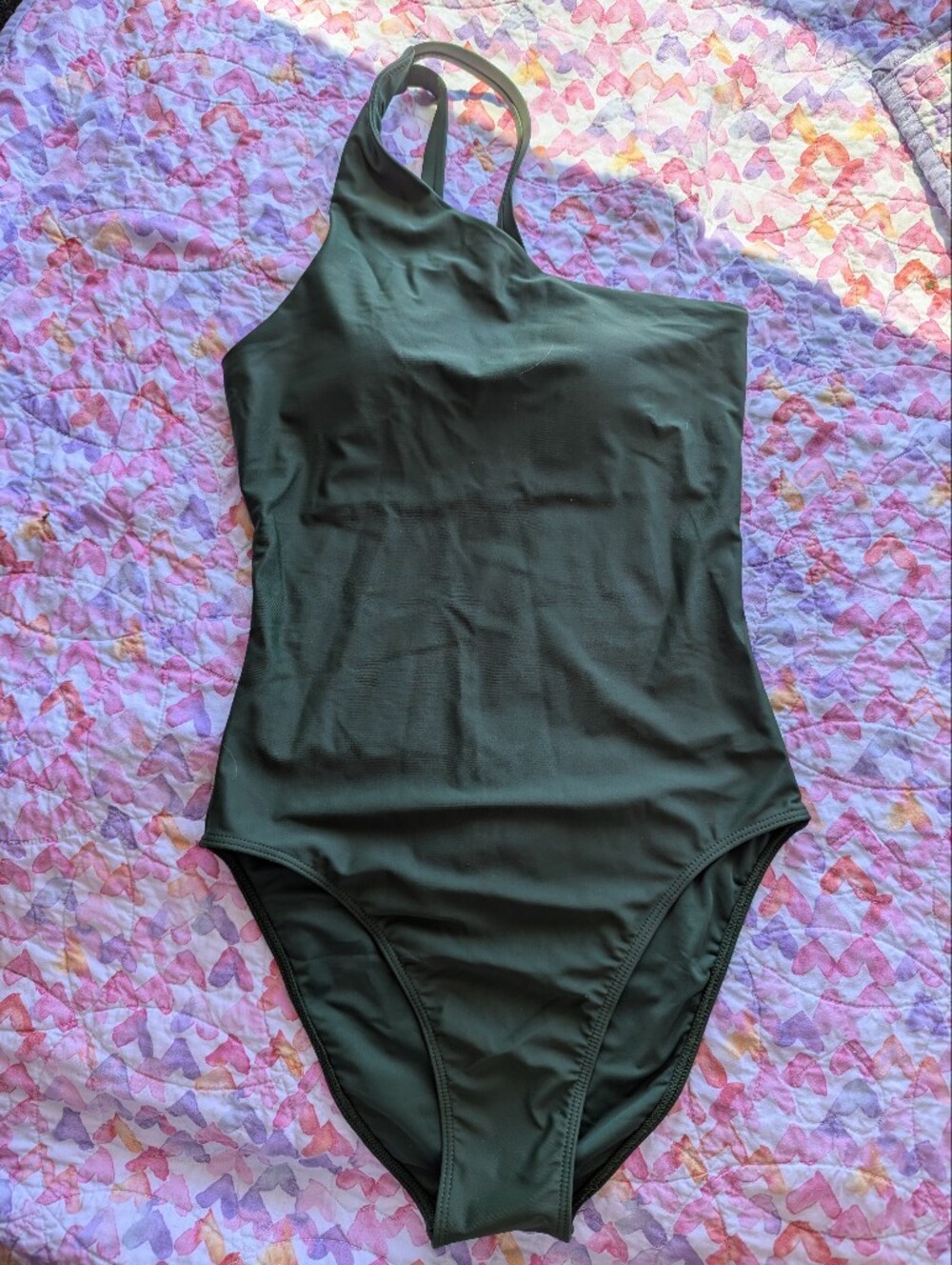 Quince Italian One-Shoulder Women's Swimsuit Color Palm XS